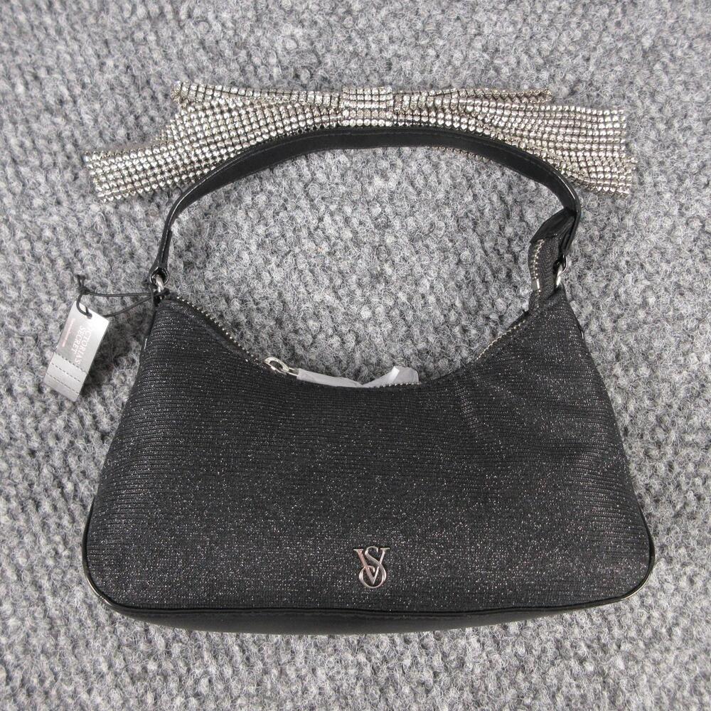 Victoria's Secret Shoulder Bag Womens Small Black Glitter Rhinestone NWT
